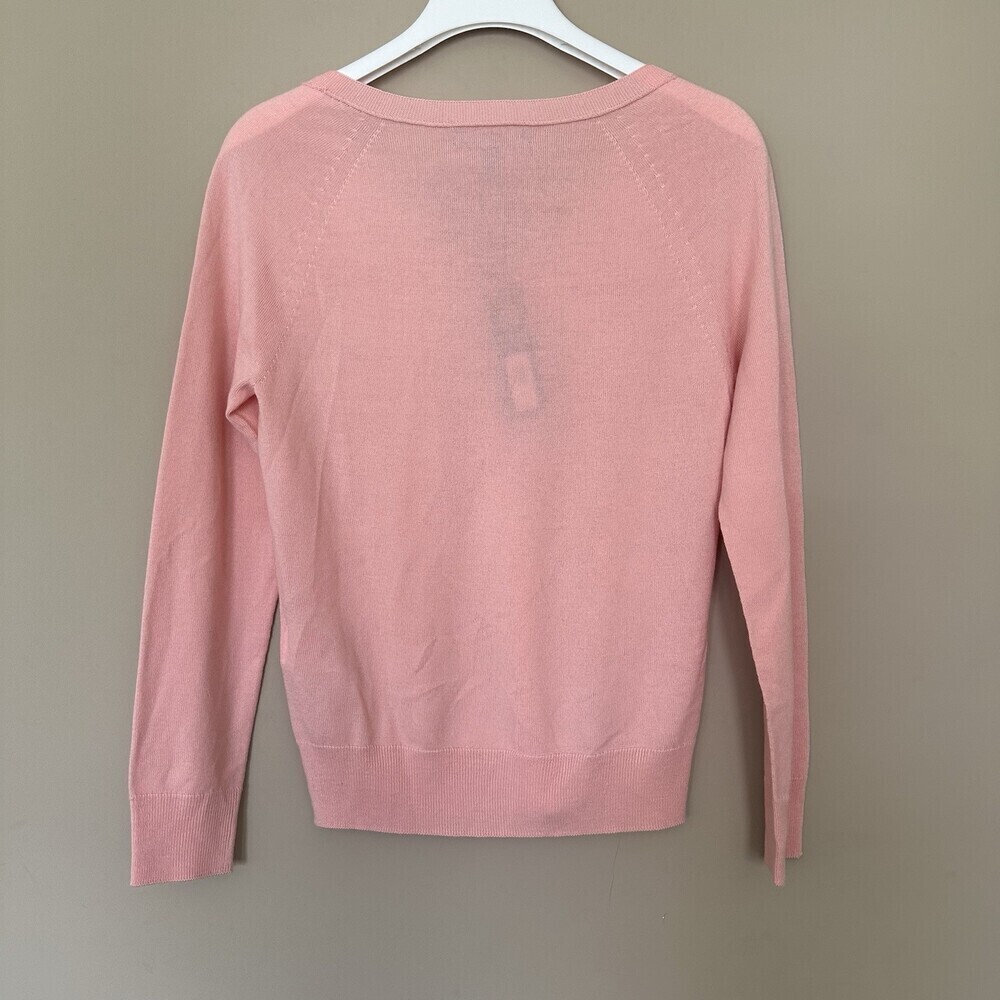 NWT Banana Republic 100% Merino Wool Vneck Sweater Women XS Light Weight Pink - Picture 7 of 12